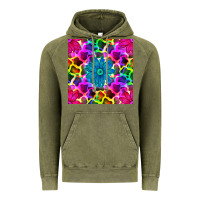 Vintage Olive neon cowhide with flower seamless pattern Vintage Hoodie - BundleAndBundleShop