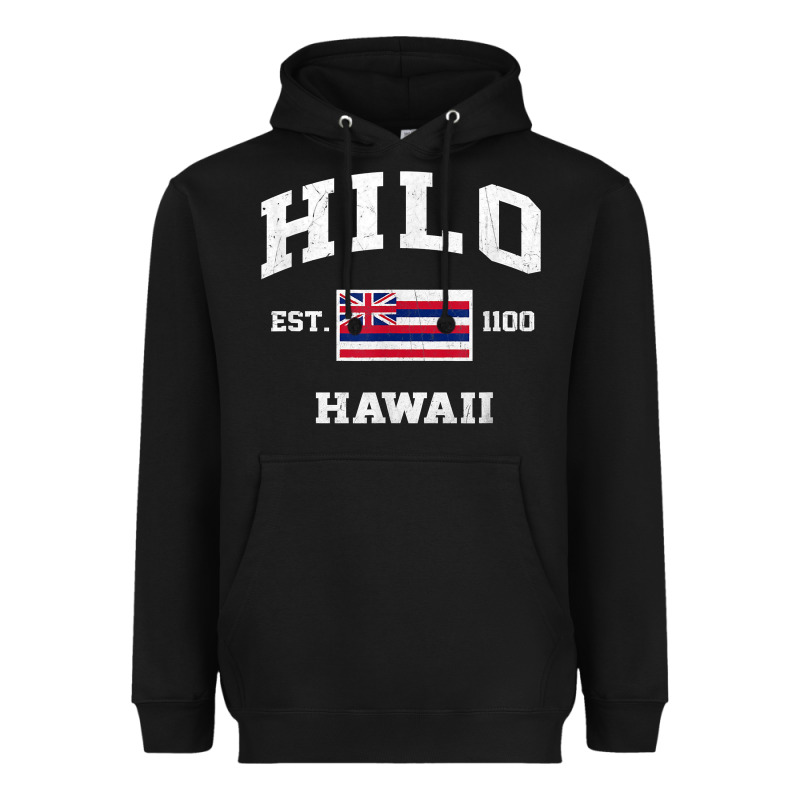 Hilo Hawaii Hi Vintage State Athletic Style T Shirt Heavyweight Hoodie by linhVisuals | Teevron