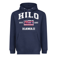 Navy hilo hawaii hi vintage state athletic style t shirt Heavyweight Hoodie - linhVisuals