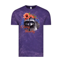 Cloud Purple Classy But A Little Thrashy Racoon With Flowers Vintage Tee - Jasminsmagicworld