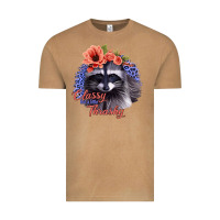 Vintage Camel Classy But A Little Thrashy Racoon With Flowers Vintage Tee - Jasminsmagicworld