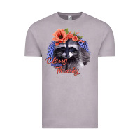 Vintage Zinc Classy But A Little Thrashy Racoon With Flowers Vintage Tee - Jasminsmagicworld