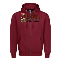 Burgundy jesus in the reason Zipper Hoodie - AdoDesignShop