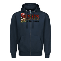 Navy jesus in the reason Zipper Hoodie - AdoDesignShop