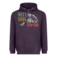 Mens Reel Cool Step Dad Fishing Funny Fathers Day Heavyweight Hoodie | Teevron