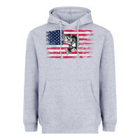 Heather Grey bass fishing distressed american flag essential Heavyweight Hoodie - linhVisuals