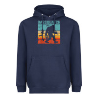 Navy bassquatch! funny bigfoot fishing outdoor retro Heavyweight Hoodie - linhVisuals