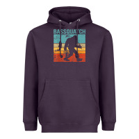 Plum bassquatch! funny bigfoot fishing outdoor retro Heavyweight Hoodie - linhVisuals