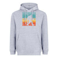 Heather Grey bassquatch! funny bigfoot fishing outdoor retro Heavyweight Hoodie - linhVisuals