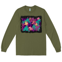 Army Green halloween trees and turquoise glitter background Long Sleeve Tee - BundleAndBundleShop