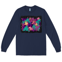 Navy halloween trees and turquoise glitter background Long Sleeve Tee - BundleAndBundleShop