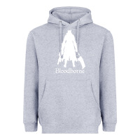 Heather Grey bloodborne zipped Heavyweight Hoodie - linhVisuals