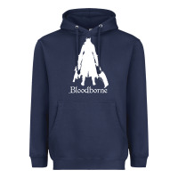 Navy bloodborne zipped Heavyweight Hoodie - linhVisuals