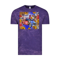 Cloud Purple Fourth Of July Sunflowers Truck Vintage Tee - FaDigitalArtStudio