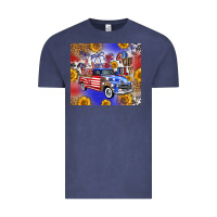 Vintage Denim Fourth Of July Sunflowers Truck Vintage Tee - FaDigitalArtStudio