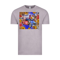 Vintage Zinc Fourth Of July Sunflowers Truck Vintage Tee - FaDigitalArtStudio