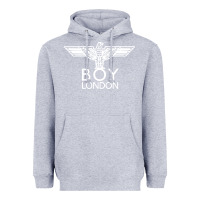 Heather Grey boy london Heavyweight Hoodie - linhVisuals
