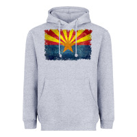 Heather Grey arizona flag in grungy style raglan baseball tee Heavyweight Hoodie - linhVisuals