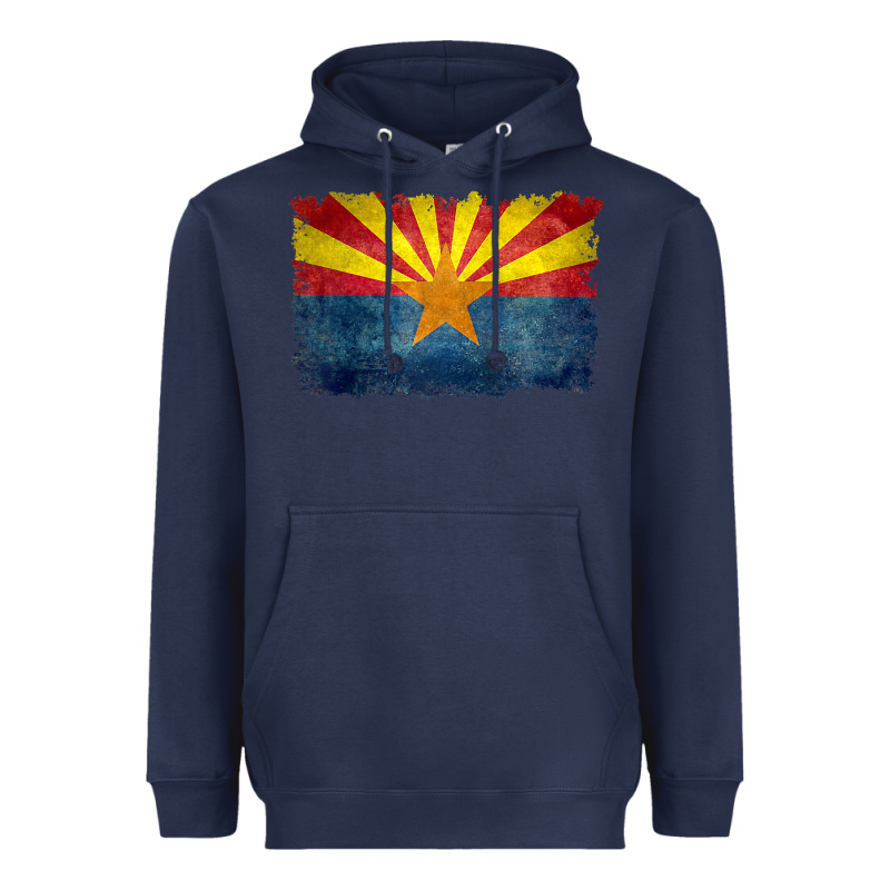 Arizona Flag In Grungy Style Raglan Baseball Tee Heavyweight Hoodie by linhVisuals | Teevron