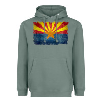 Sage arizona flag in grungy style raglan baseball tee Heavyweight Hoodie - linhVisuals