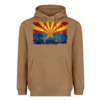 Toasted Coconut arizona flag in grungy style raglan baseball tee Heavyweight Hoodie - linhVisuals