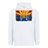 White arizona flag in grungy style raglan baseball tee Heavyweight Hoodie - linhVisuals