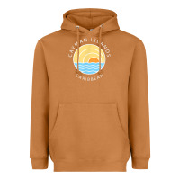 Meerkat cayman islands retro colorful ocean sunset palm tree novelty Heavyweight Hoodie - linhVisuals