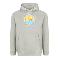 Moon Dust cayman islands retro colorful ocean sunset palm tree novelty Heavyweight Hoodie - linhVisuals