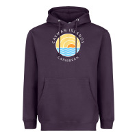 Plum cayman islands retro colorful ocean sunset palm tree novelty Heavyweight Hoodie - linhVisuals