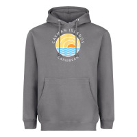 Storm cayman islands retro colorful ocean sunset palm tree novelty Heavyweight Hoodie - linhVisuals