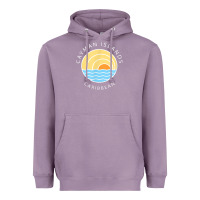 Lavender cayman islands retro colorful ocean sunset palm tree novelty Heavyweight Hoodie - linhVisuals