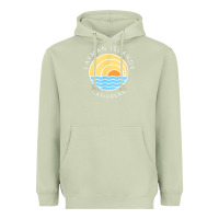 Matcha cayman islands retro colorful ocean sunset palm tree novelty Heavyweight Hoodie - linhVisuals