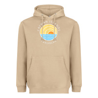 Mushroom cayman islands retro colorful ocean sunset palm tree novelty Heavyweight Hoodie - linhVisuals