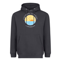 Smoke cayman islands retro colorful ocean sunset palm tree novelty Heavyweight Hoodie - linhVisuals