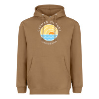 Toasted Coconut cayman islands retro colorful ocean sunset palm tree novelty Heavyweight Hoodie - linhVisuals