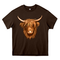 Chocolate Brown long haired cow Heavy Core Tee - Jasminsmagicworld