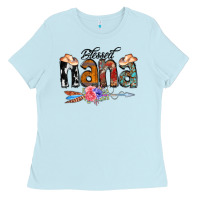 Baby Blue Blessed Nana Ladies Tee - CowCowDesign