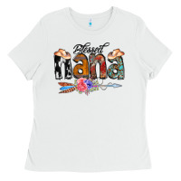 White Blessed Nana Ladies Tee - CowCowDesign