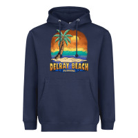 Navy delray beach florida  vintage distressed souvenir long sleeve t shirt Heavyweight Hoodie - linhVisuals