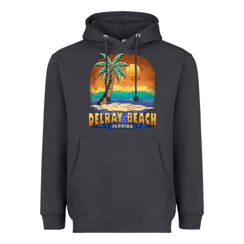 Delray Beach Florida  Vintage Distressed Souvenir Long Sleeve T Shirt Heavyweight Hoodie by linhVisuals | Teevron