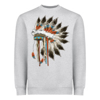 Heather Grey indian headress Heavyweight Sweatshirt - AdoDesignShop