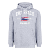 Heather Grey ewa beach hawaii hi vintage state athletic style t shirt Heavyweight Hoodie - linhVisuals