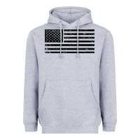 Heather Grey black american flag distressed effect minimalist premium Heavyweight Hoodie - linhVisuals