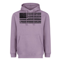 Black American Flag Distressed Effect Minimalist Premium Heavyweight Hoodie | Teevron