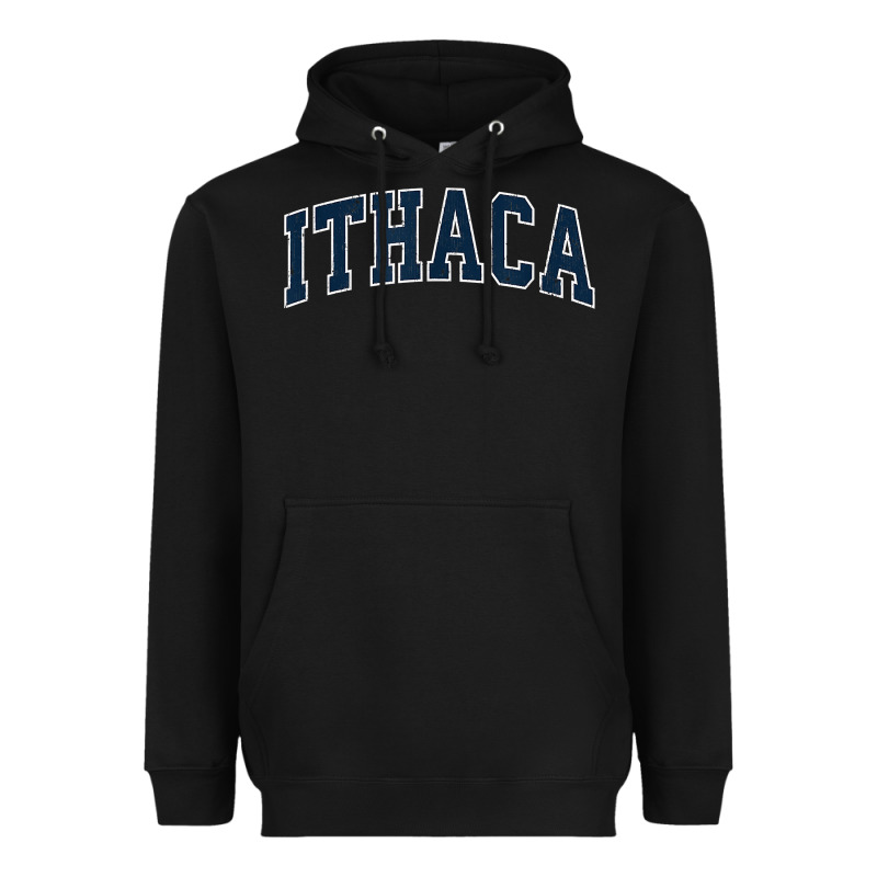 Ithaca New York Ny Vintage Sports Design Navy Design T Shirt Heavyweight Hoodie by linhVisuals | Teevron