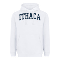 White ithaca new york ny vintage sports design navy design t shirt Heavyweight Hoodie - linhVisuals