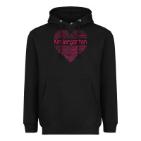 Black cute love heart kindergarten teacher valentines day womens Heavyweight Hoodie - linhVisuals