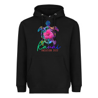 Black kauai hawaii vacation 2022 sea turtle flower tropical t shirt Heavyweight Hoodie - linhVisuals