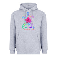 Heather Grey kauai hawaii vacation 2022 sea turtle flower tropical t shirt Heavyweight Hoodie - linhVisuals