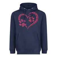 Navy funny valentine day gift t  shirt paw print heart dog cat owner lover Heavyweight Hoodie - linhVisuals